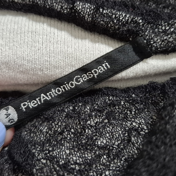 Pier Antonio Gaspari alpaca blend Elegant Sheer Black Mesh Knit Women's Sweater - Picture 10 of 13